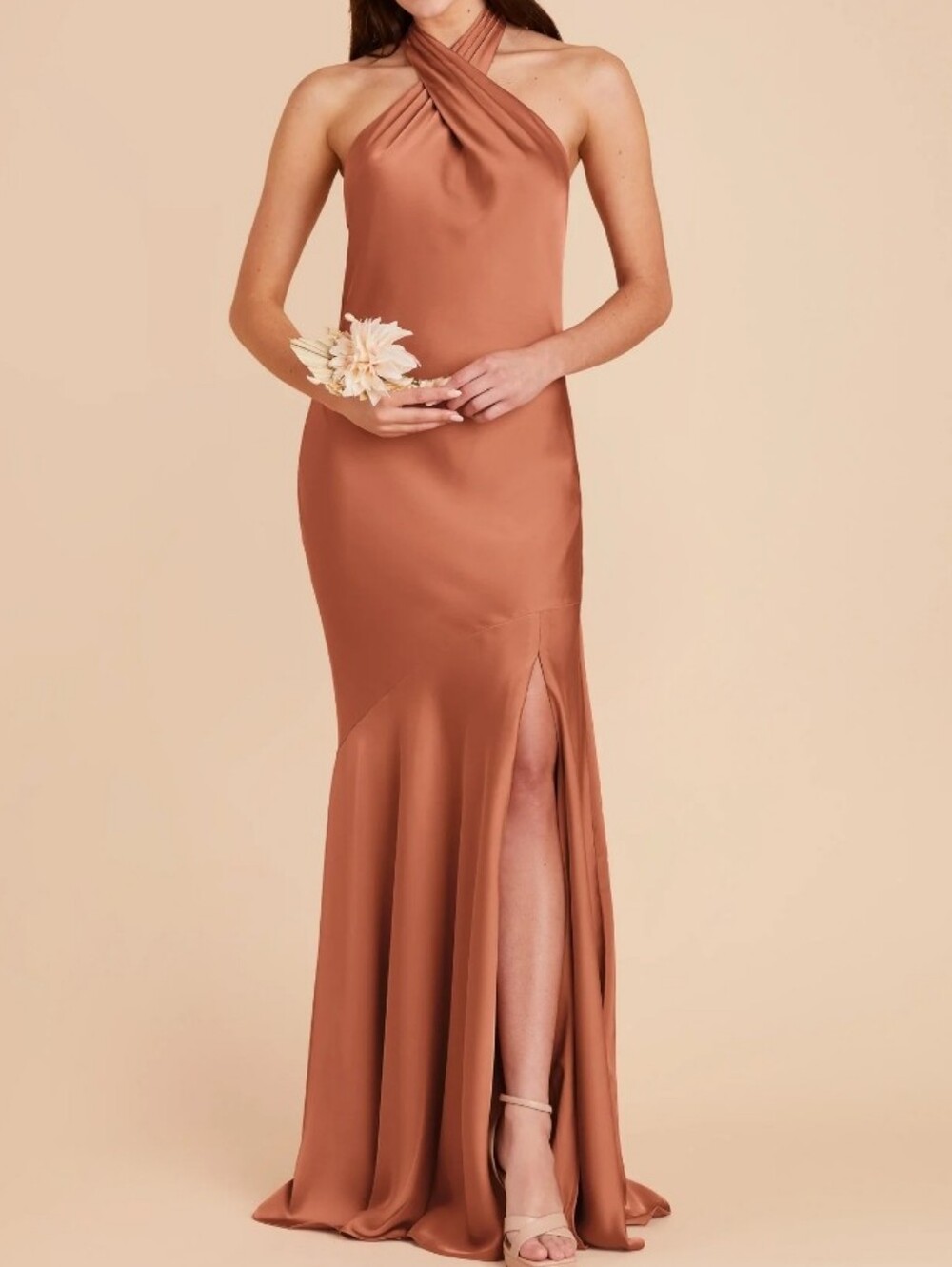 Birdy Grey Stephaine Rust Halter Twist Maxi Dress